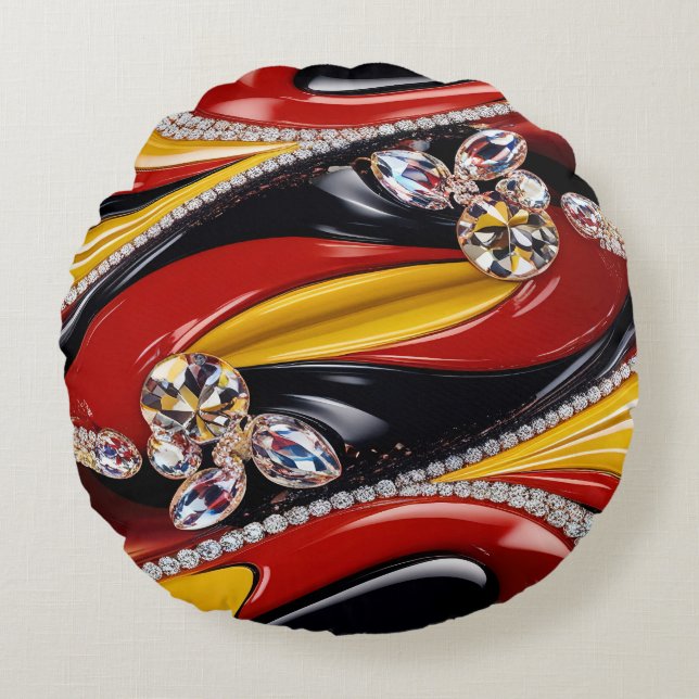 Rundkopfkissen mit belgischen Farben Rundes Kissen (Vorderseite)