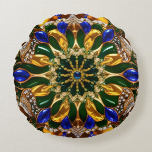 Rundkopfkissen mit brasilianischen Farben Rundes Kissen