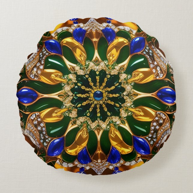 Rundkopfkissen mit brasilianischen Farben Rundes Kissen (Vorderseite)