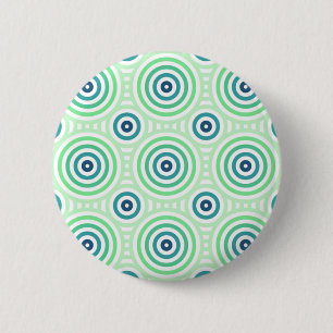 Rundkreisgeometrisches Muster in grün und blau Button