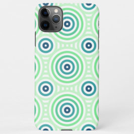 Rundkreisgeometrisches Muster in grün und blau iPhone 11Pro Max Hülle