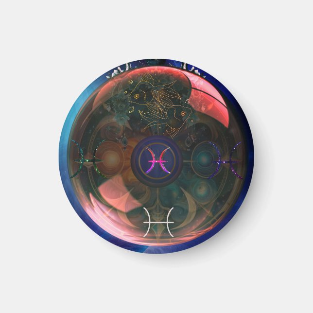 Rundmagnet - Thema "Zodiac" - Fische Magnet (Vorne)