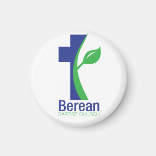 Rundmagnete der Berean Baptist Church (weiß) Magnet