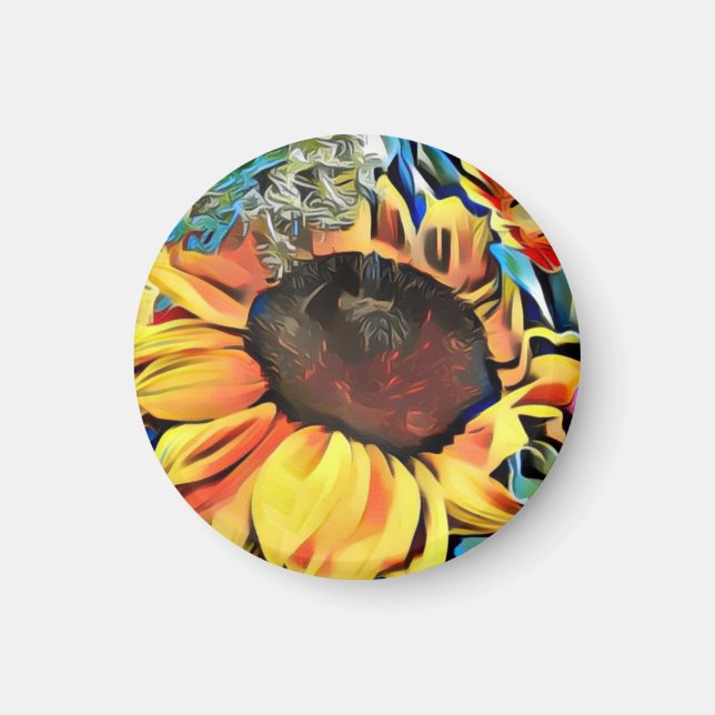 Rundpastel Sonnenblumenmagnet Magnet (Vorne)