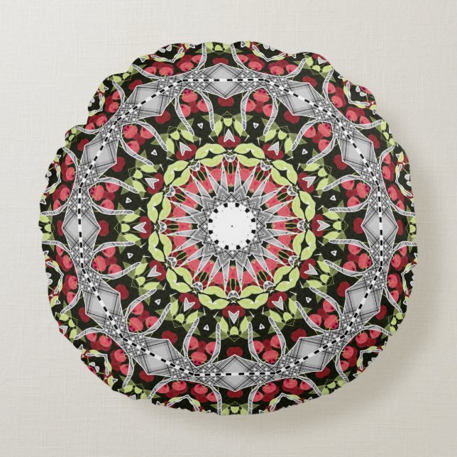 Rundpillow Mandala rundes Muster kaleidoscope Rundes Kissen (Vorderseite)