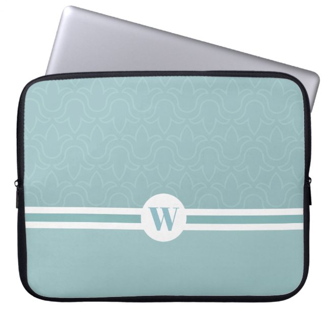 Rundrahmen für die hellblaue Flora eines Monogramm Laptopschutzhülle (Vorderseite)