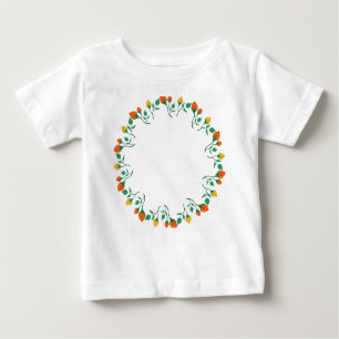 Rundrahmen mit Blumenrahmen, gelb und rote Rose, B Baby T-shirt