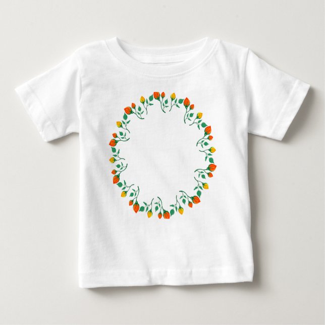 Rundrahmen mit Blumenrahmen, gelb und rote Rose, B Baby T-shirt (Vorderseite)