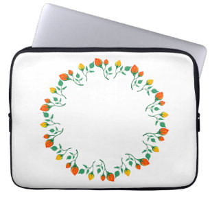 Rundrahmen mit Blumenrahmen, gelb und rote Rose, B Laptopschutzhülle
