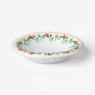 Rundrahmen mit Blumenrahmen, gelb und rote Rose, B Pappteller