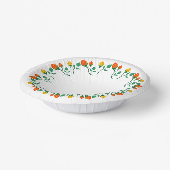 Rundrahmen mit Blumenrahmen, gelb und rote Rose, B Pappteller (Gewinkelt)