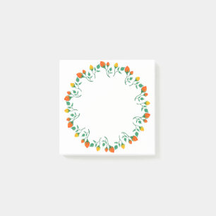 Rundrahmen mit Blumenrahmen, gelb und rote Rose, B Post-it Klebezettel