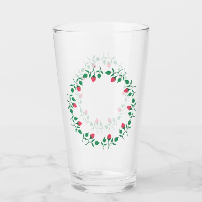 Rundrahmen mit rosa rosa Blume Glas (Vorderseite)