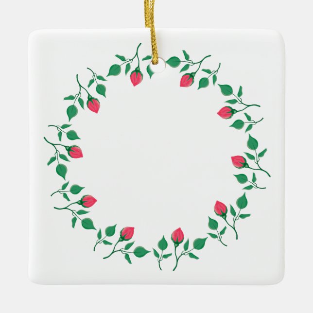 Rundrahmen mit rosa rosa Blume Keramikornament (Vorderseite)