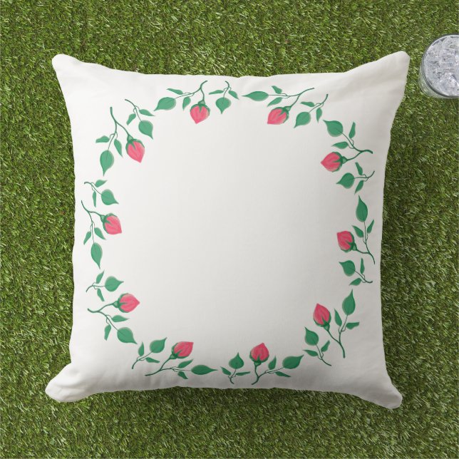 Rundrahmen mit rosa rosa Blume Kissen (Gras)