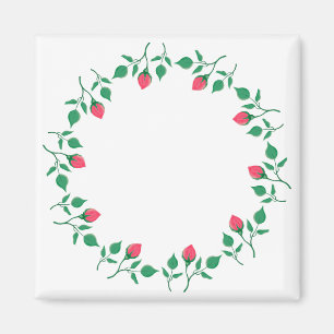 Rundrahmen mit rosa rosa Blume Magnet