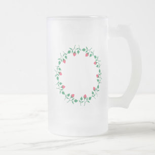 Rundrahmen mit rosa rosa Blume Mattglas Bierglas