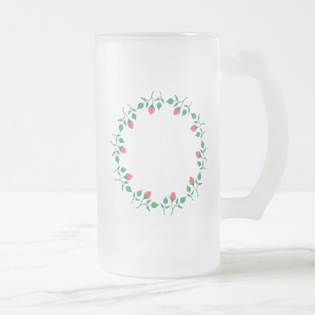Rundrahmen mit rosa rosa Blume Mattglas Bierglas (Rechts)