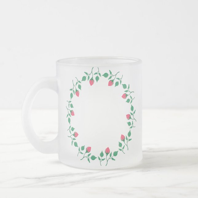 Rundrahmen mit rosa rosa Blume Mattglastasse (Links)