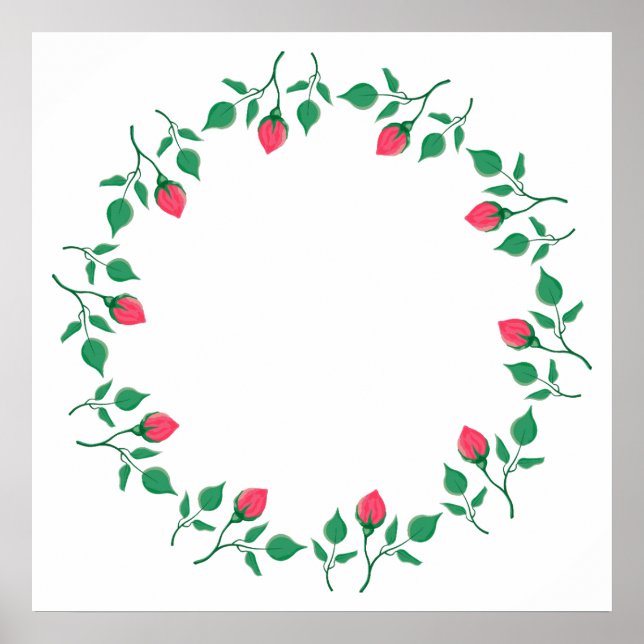 Rundrahmen mit rosa rosa Blume Poster (Vorne)