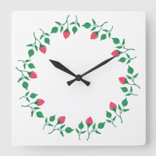 Rundrahmen mit rosa rosa Blume Quadratische Wanduhr