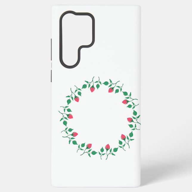 Rundrahmen mit rosa rosa Blume Samsung Galaxy Hülle (Rückseite)