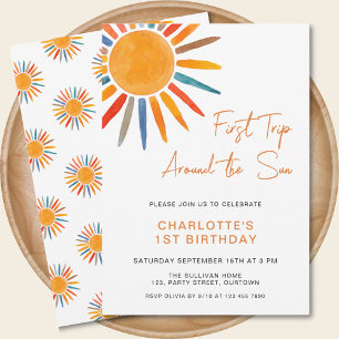 Rundreise um die Sonne 1. Geburtstag Einladung