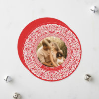 Rundrot + Off White Celtic Holiday Foto Card