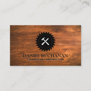 Rundsäge und Hammer   Wood Business Card Visitenkarte