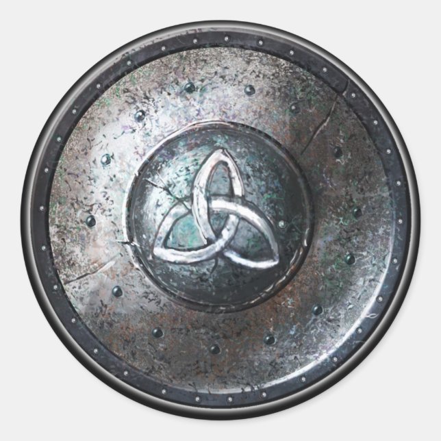 Rundschild-Aufkleber - keltisches Triquetra-Emblem Runder Aufkleber (Vorderseite)