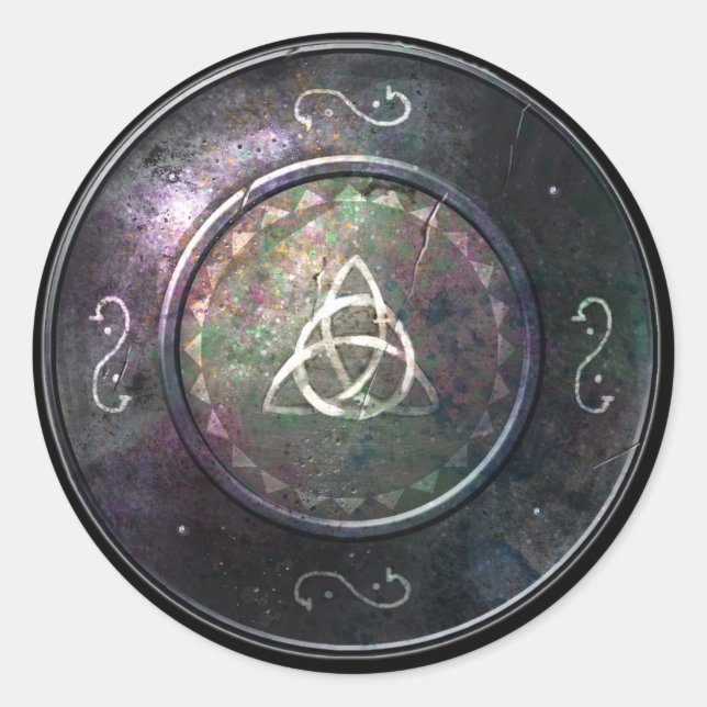 Rundschild-Aufkleber - Triquetra-Emblem Runder Aufkleber (Vorderseite)