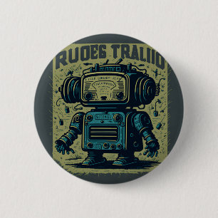 Rundschild aus Chapa von 5 cm vintage Roboter alt Button