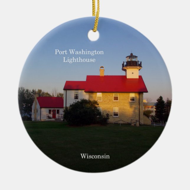Rundschmuck Port Washington Lighthouse Keramik Ornament (Vorne)