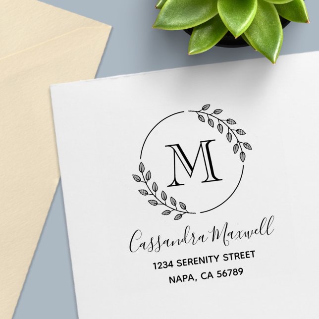 Rundschreiben, Blätter Monogramm 2 Anschrift Permastempel (Von Creator hochgeladen)