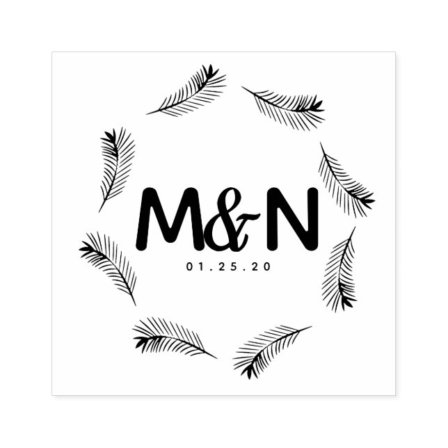 Rundschreiben für das Hochzeitlogo Tropical Palm B Gummistempel (Prägung)