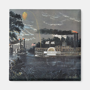 Rundung einer Biegung auf dem MississippiSteamboat Magnet