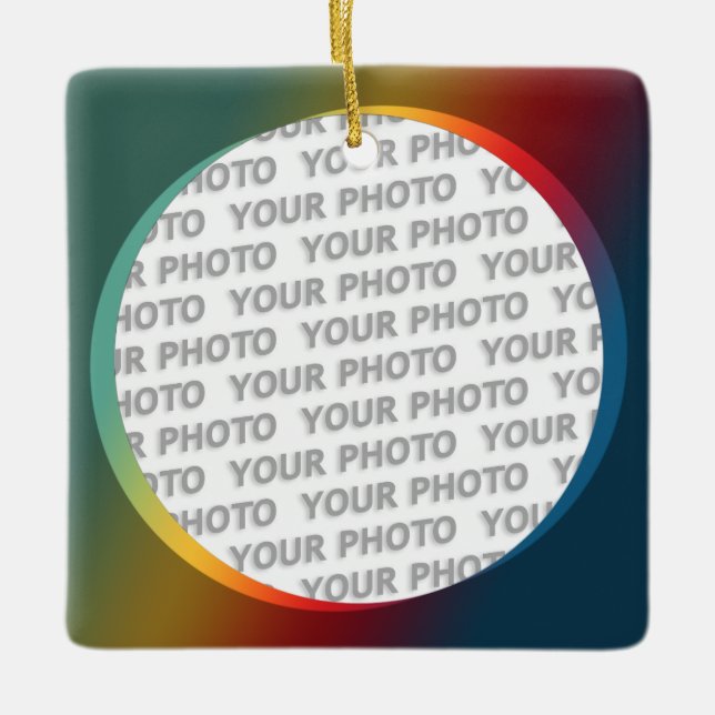 Rundung in quadratischem Rahmen, farbig 2 + Ihr Fo Keramikornament (Vorderseite)