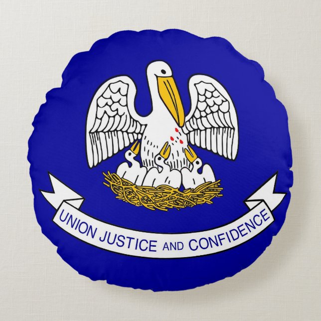 Rundwürfelkissen mit Flagge von Louisiana, USA Rundes Kissen (Vorderseite)