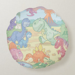 Rundwurfkissen/Cartoon-Dinosaurier Rundes Kissen