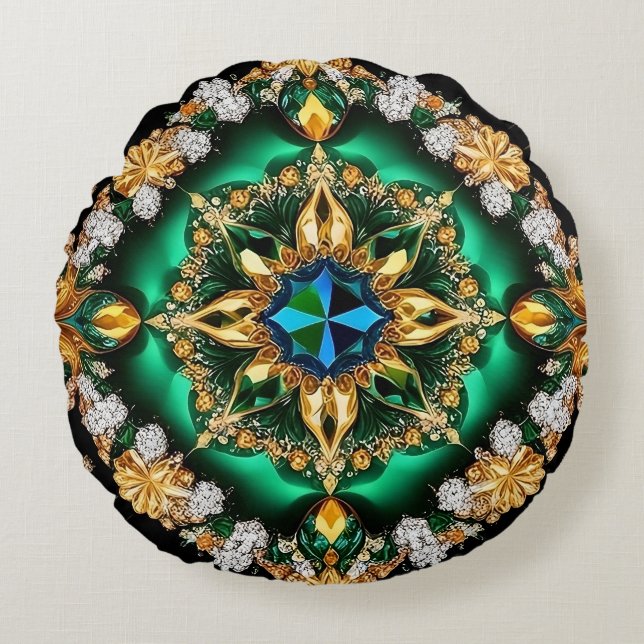 Rundwurfkissen mit brasilianischen Farben Rundes Kissen (Vorderseite)