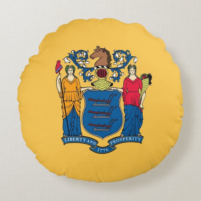 Rundwurfkissen mit der Flagge New Jersey, USA Rundes Kissen (Vorderseite)