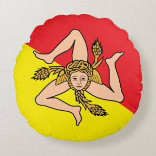 Rundwurfkissen mit der Flagge Siziliens, Italien Rundes Kissen