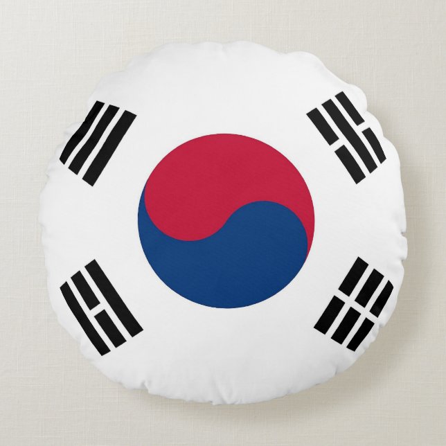 Rundwurfkissen mit der Flagge Südkoreas Rundes Kissen (Vorderseite)