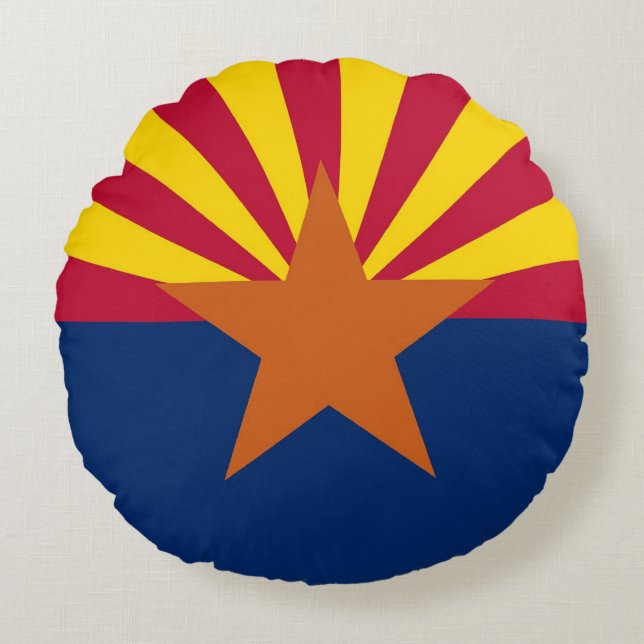 Rundwurfkissen mit der Flagge von Arizona, USA Rundes Kissen (Vorderseite)