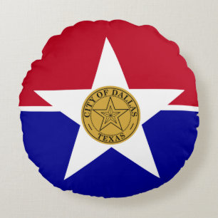 Rundwurfkissen mit der Flagge von Dallas USA Rundes Kissen