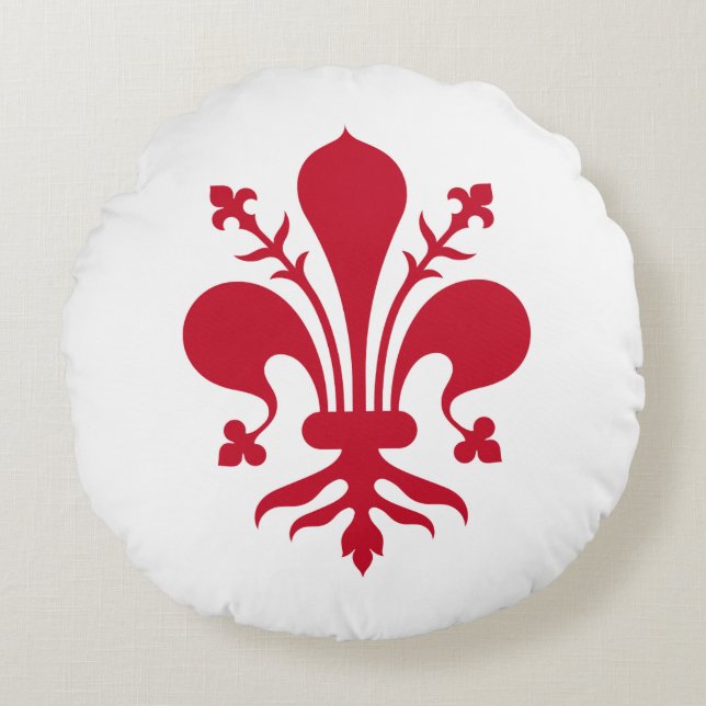 Rundwurfkissen mit der Flagge von Florenz, Italien Rundes Kissen (Vorderseite)