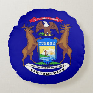 Rundwurfkissen mit der Flagge von Michigan, USA Rundes Kissen