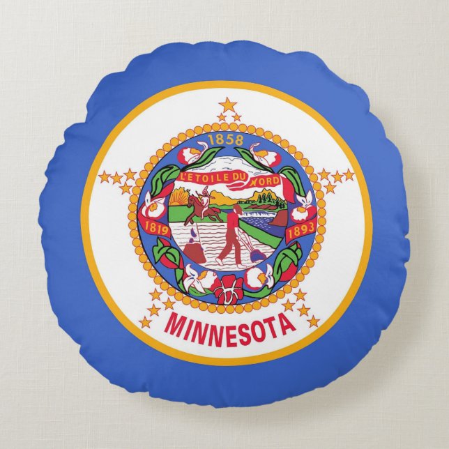 Rundwurfkissen mit der Flagge von Minnesota, USA Rundes Kissen (Vorderseite)