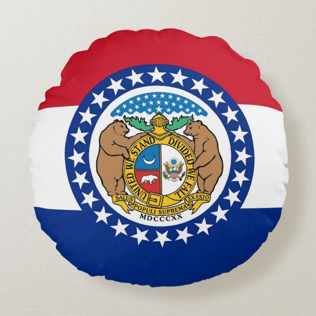 Rundwurfkissen mit der Flagge von Missouri, USA Rundes Kissen (Vorderseite)