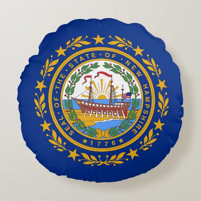 Rundwurfkissen mit der Flagge von New Hampshire Rundes Kissen (Vorderseite)